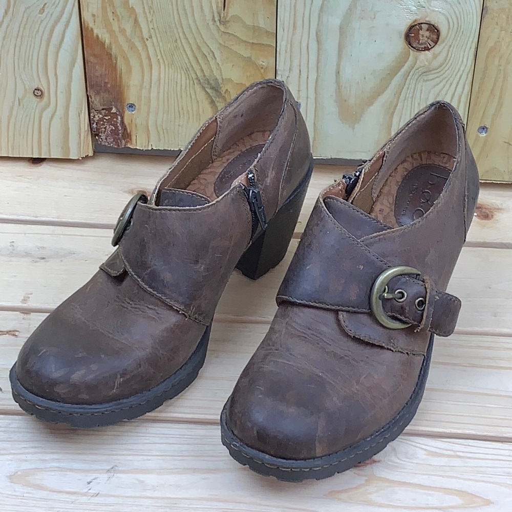 Women’s Born Concept Size 9.5 Catori Ankle Booties Brown Leather Monk Strap